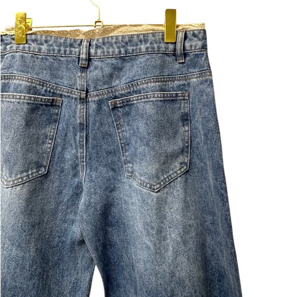 Edikted Karlie XL Lace Trim Jeans NWT High Rise 32 Inseam Y2K Style Women’s - Picture 4 of 9